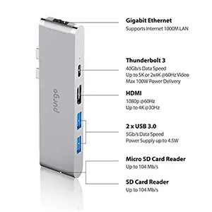 Apple USB-C adapter dock, description in manual.