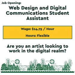 Library student job posting flyer, details on page text.
