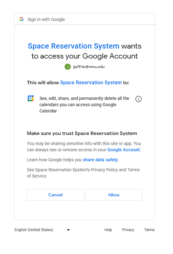 Spaces Google Permissions