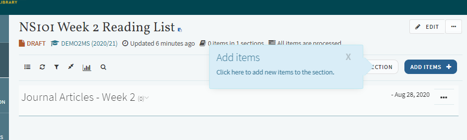 Step:10 Add new items to the section