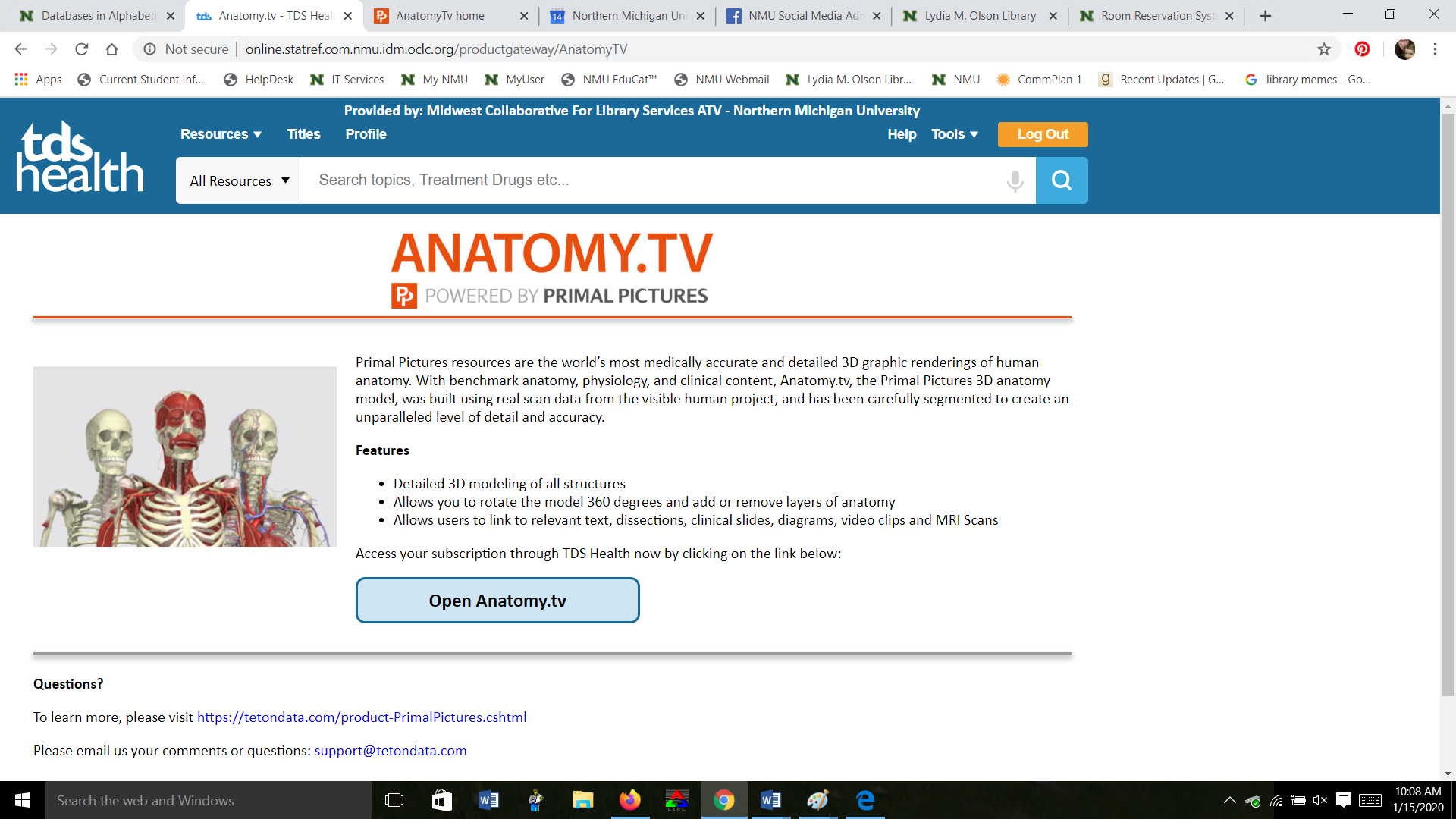 Landing Page for Anatomy.TV 