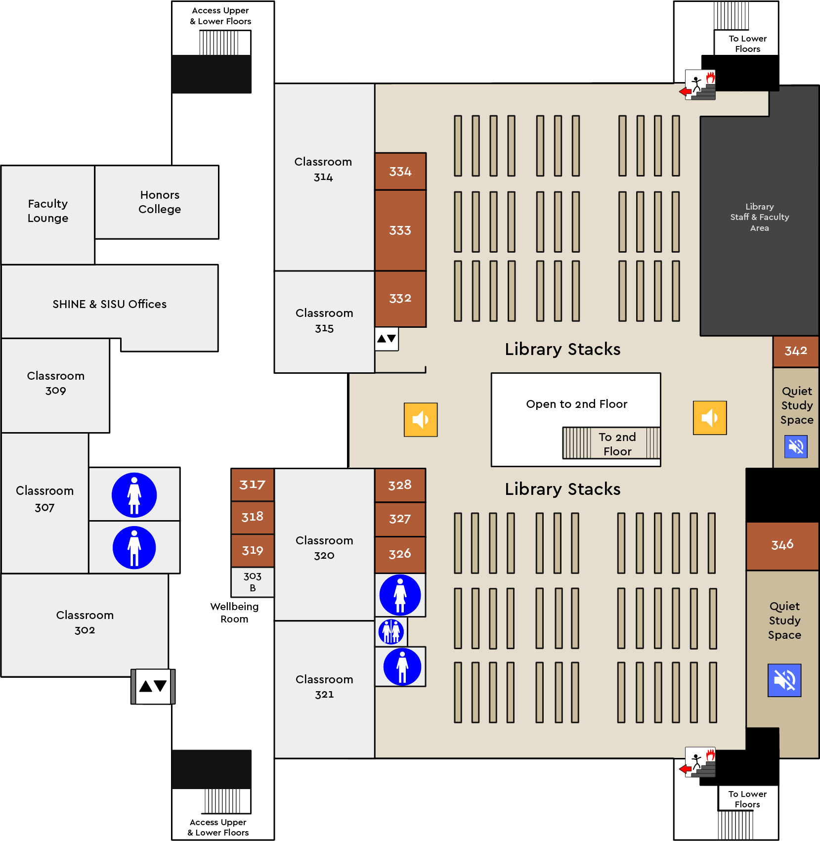 Harden Hall 3rd floor map.