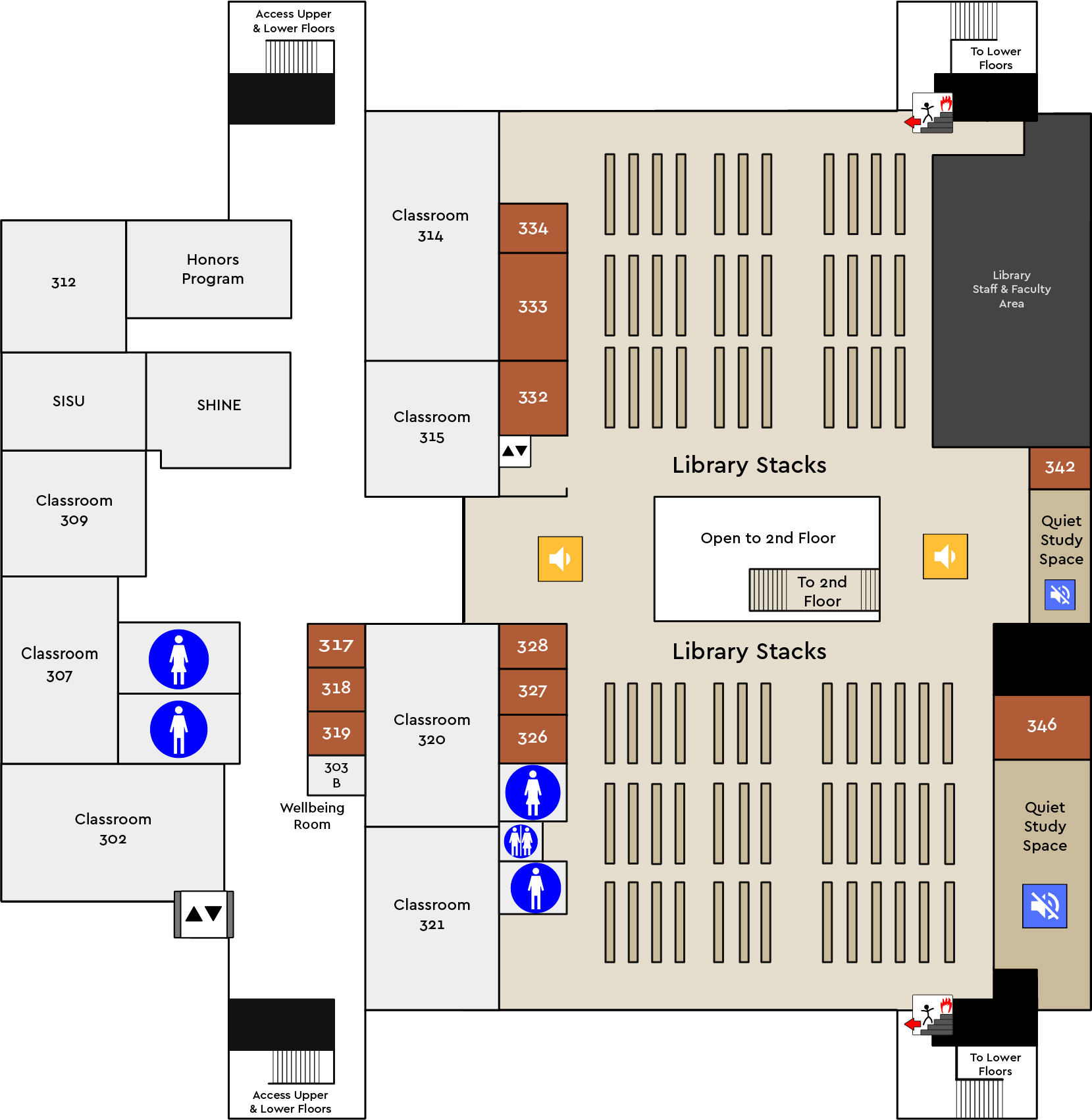 Harden Hall 3rd floor map.