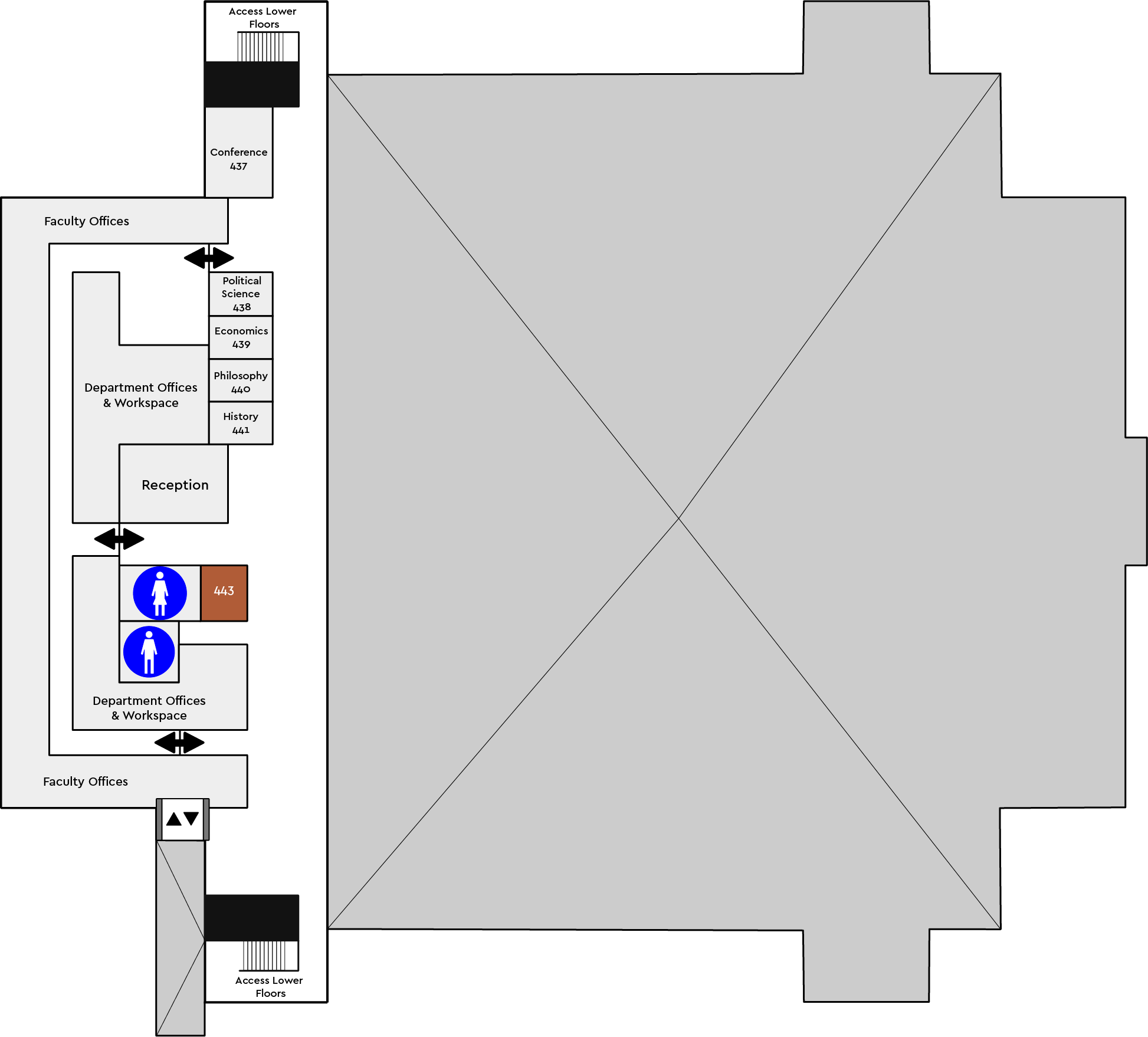 Harden Hall 4th floor map, please call 906-227-2250 for information.