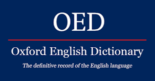 Blue background; text "OED" and "Oxford English Dictionary"