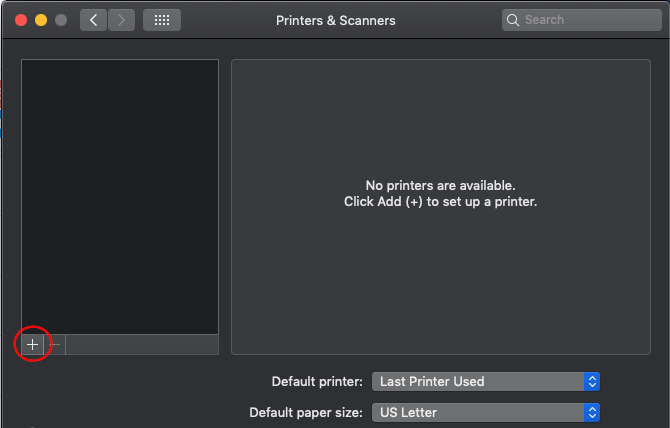 Add printer menu