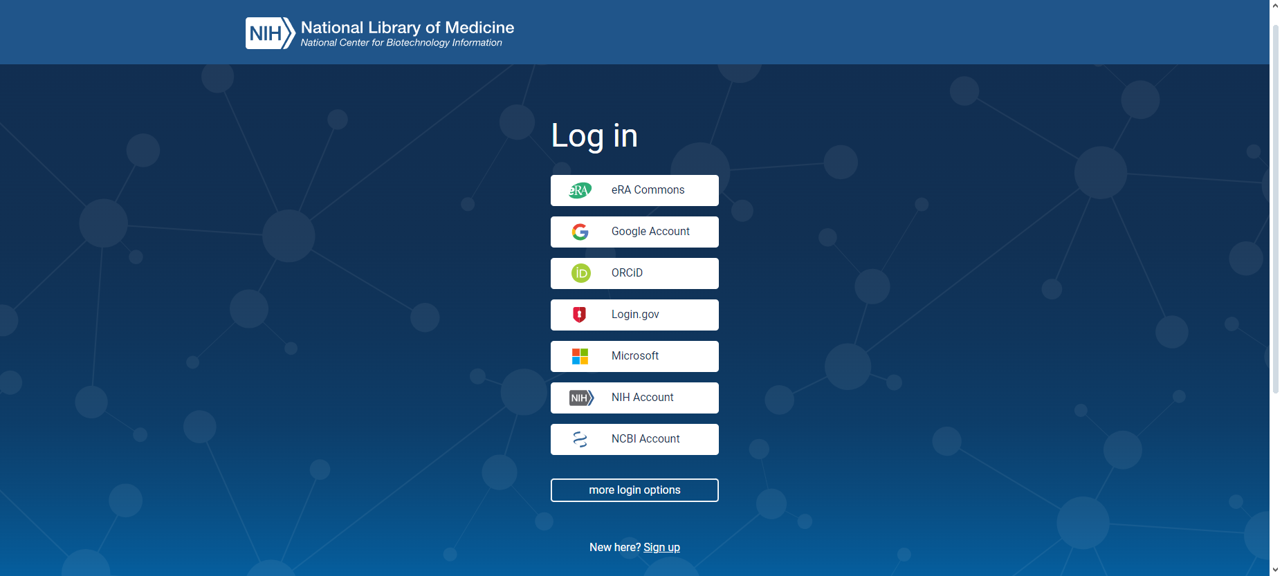 shows PubMed login or Sign up