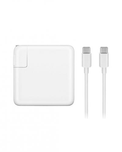 A photo of an Apple USB-C power cord and adapter
