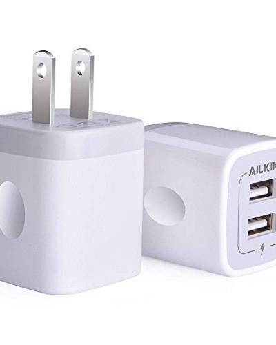 A photo of a USB wall charger adapter