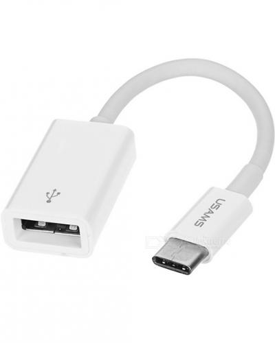 A photo of a USB-C to USB-A adapter