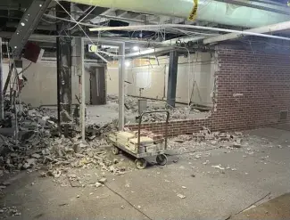 Demolition of the Dean's Suite in Harden Hall.