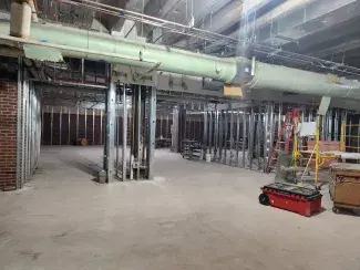 Harden Hall construction of the future Beaumier space on the second floor.