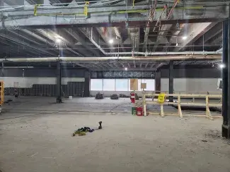 Harden Hall construction of the future learning commons on the second floor.