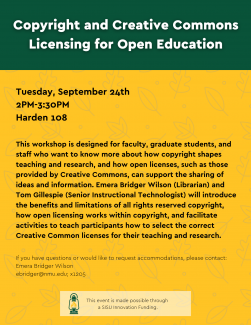 Copyright and Creative Commons Licensing for Open Education Flyer, all text is in the page content.