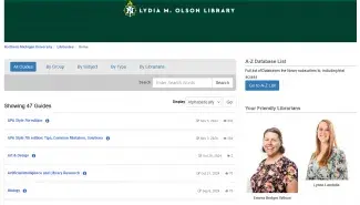 NMU LibGuides landing page screenshot.