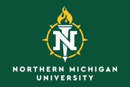 NMU logo; text Northern Michigan University Lydia M. Olson Library