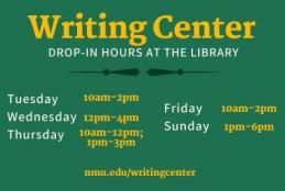 Writing Center - Drop-In hours at the library