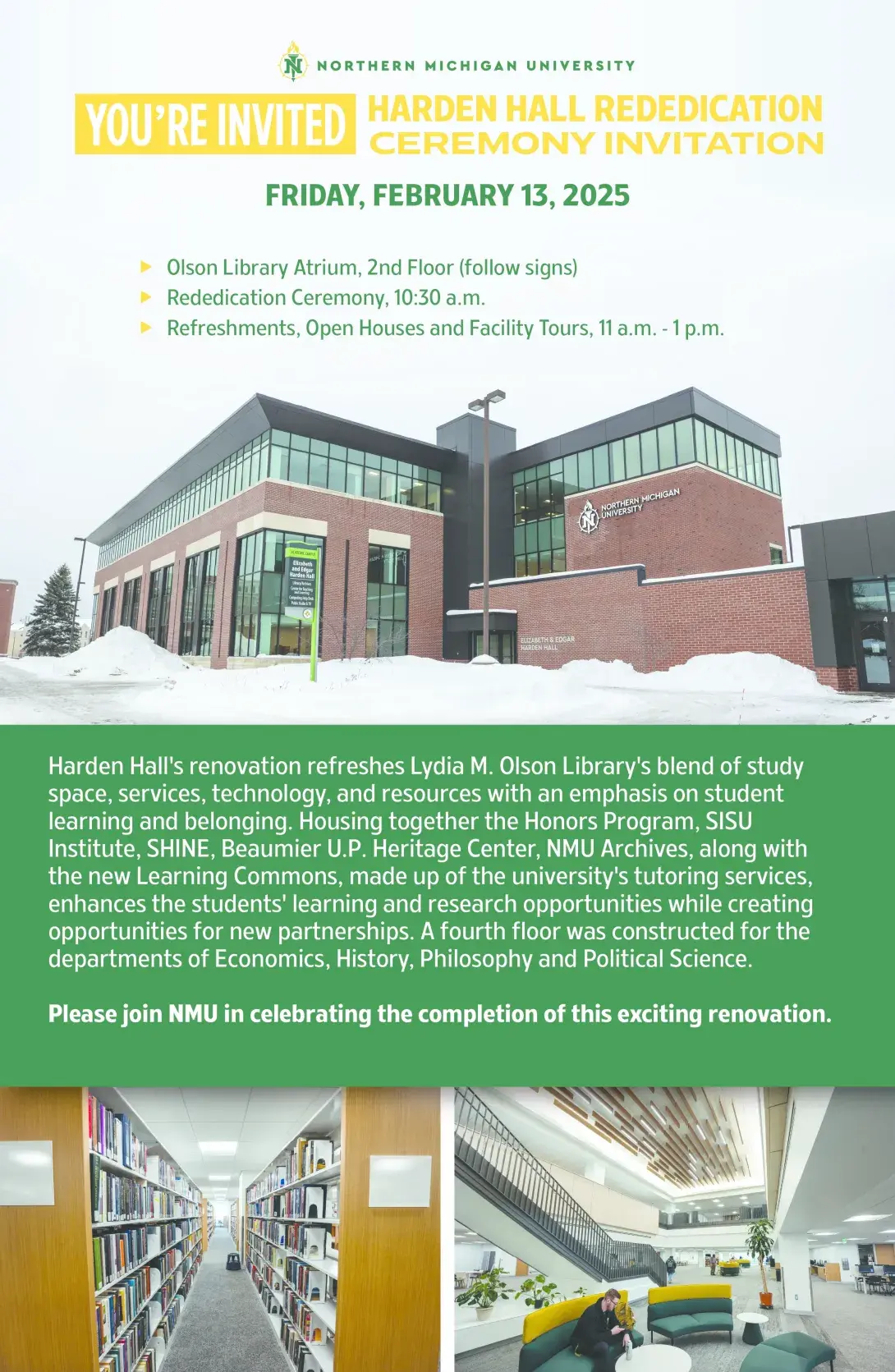 Harden Hall rededication ceremony flyer, contents on page.