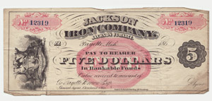 A Jackson Iron Company $5 Note