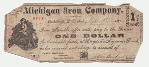 A Michigan Iron Company $1 Note